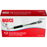 Basics® Retractable Ball Point Pens Medium Point Black 12/box