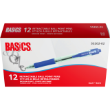 Basics® Retractable Ball Point Pens Medium Point Blue 12/box