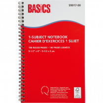 BASICS NOTEBOOK 1-SUBJECT 100pg RED 9-1/2x6 5/PK