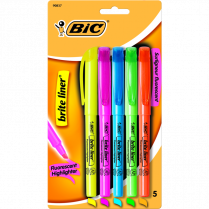 Bic® brite liner® Highlighters Chisel Tip Assorted Colours 5/pkg