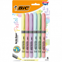 Bic® brite liner® Intensity Highlighters Chisel Tip Assorted Pastel Colours 6/pkg