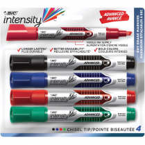 Bic intensity Chisel Tip Dry Erase Markers Assorted Colours 4/set