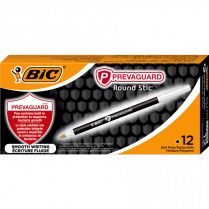 Bic® PrevaGuard™ Round Stic Ball Point Pens Medium Black 12/box