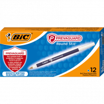 Bic® PrevaGuard™ Round Stic Ball Point Pens Medium Blue 12/box