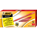 Bic® Round Stic® Pens Medium Point Red 12/box