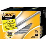 Bic® Round Stic® Pens Medium Point Black 60/box