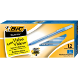 BIC® Round Stic Grip® Pens Medium Point Blue 12/box