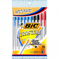 Bic® Cristal® Stick Pens Medium Point Assorted Colours 10/pkg