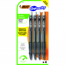BIC® Gel-ocity® Long-Lasting Retractable Gel Pens 0.7 mm Black 4/pkg