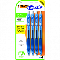 BIC® Gel-ocity® Long-Lasting Retractable Gel Pens 0.7 mm Blue 4/pkg