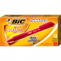 Bic® SoftFeel® Retractable Ball Point Pen Medium Point Red 12/box