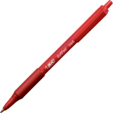 Bic® SoftFeel® Retractable Ball Point Pen Medium Point Red 12/box