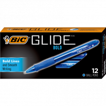 Bic® Glide™ Bold Retractable Ball Point Pens Extra Bold Point Blue 12/box