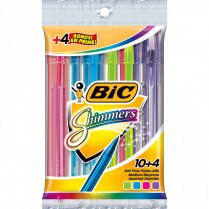 Bic® Shimmers® Ball Point Stick Pens Bonus Medium Point Black 10/pkg