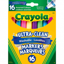 Crayola® Ultra-Clean Washable Broad Tip Markers Assorted Colours 16/pkg