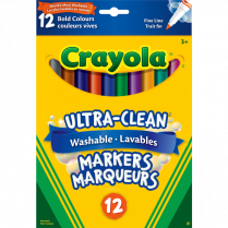 Crayola® Ultra-Clean Washable Fine Line Markers Bold-Vives Colours 12/pkg