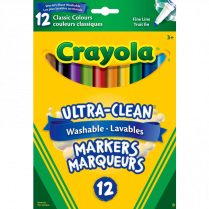 Crayola® Ultra-Clean Washable Fine Tip Markers Classic Colours 12/pkg