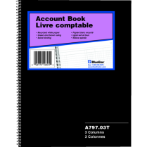 Blueline® A797 Series Account Book 3 Column 100 pages 10-1/4" x 7-7/8