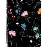 Blueline® Dramatic Floral Weekly/Monthly Planner 8" x 5" Bilingual Black