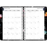 Blueline® Dramatic Floral Weekly/Monthly Planner 8" x 5" Bilingual Black