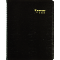 Blueline® Essential Monthly Diary 16 Month Twin Wire Soft Cover 9-1/4" x 7-1/4" Bilingual Black