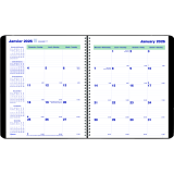 Blueline® Essential Monthly Diary 16 Month Twin Wire Soft Cover 9-1/4" x 7-1/4" Bilingual Black