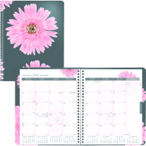 Blueline® Essential Pink Ribbon Monthly Planner 8-7/8"x7-7/8" Bilingual Pink Daisy Design