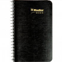 Blueline® Essential Daily Diary Spiral Bound Soft Cover 6" x 3-1/2" Bilingual Black