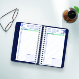 Blueline® Essential Daily Diary Spiral Bound Soft Cover 6" x 3-1/2" Bilingual Blue