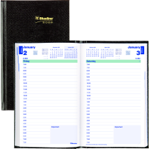 Blueline® Traditional Daily Planner Hard Cover 8"x5" English Black