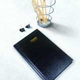 Blueline® Traditional Daily Diary Hard Cover Bound 8" x 5" Black Bilingual