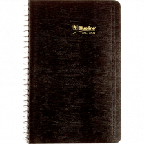 Blueline® Essential Daily Diary Spiral Bound Soft Cover 8" x 5" Bilingual Black