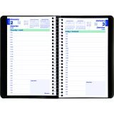 Blueline® Essential Daily Diary Spiral Bound Soft Cover 8" x 5" Bilingual Black