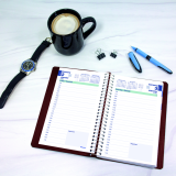 Blueline® Essential Daily Diary Spiral Bound Soft Cover 8" x 5" Bilingual Burgundy