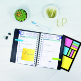Blueline® Essential PlannerPlus Daily Diary w/Follow-up Notes 8"x5" Black Bilingual