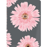 Blueline® Essential Pink Daisy Daily Diary Twin Wire Soft Cover 8" x 5" Bilingual Pink