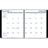Blueline® Essential Monthly Diary Twin Wire Soft Cover 11" x 9-1/16" Bilingual Black