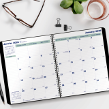 Blueline® Essential Monthly Diary Twin Wire Soft Cover 11" x 9-1/16" Bilingual Black