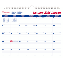 Blueline® Monthly Wall Calendar Twin wire bound 12 months 15"x12" Bilingual