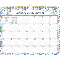 Blueline® Monthly Wall Calendars Twin wire bound 12 months 15" x 12" Bilingual Wildflowers