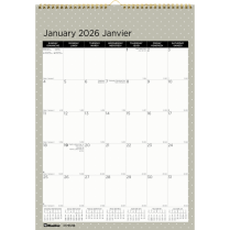 Blueline® Minimalist Design Wall Calendar 12"x17" Bilingual Assorted Colours