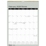 Blueline® Minimalist Design Wall Calendar 12"x17" Bilingual Assorted Colours