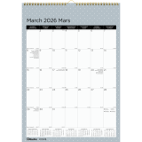 Blueline® Minimalist Design Wall Calendar 12"x17" Bilingual Assorted Colours