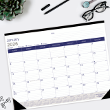 Blueline DuraGlobe Monthly Desk Pad Calendar 22" x 17" English