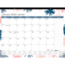 Blueline® Monthly Desk Pad 22" x 17" Bilingual Floral Design