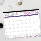 Blueline® Monthly Desk Pad 22" x 17" Bilingual Floral Design