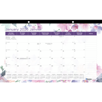 Blueline® Monthly Desk Pad  17-3/4"x10-7/8" Bilingual Floral Design