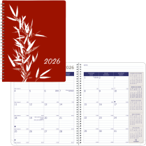 Blueline® DuraGlobe™ Monthly Planner Joyful 8-7/8"x7-1/8" Bilingual Red