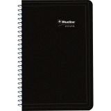 Blueline® Essential Daily Diary Spiral Bound Soft Cover 8"x5" Black Bilingual