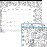 Blueline® DoodlePlan™ Colouring Monthly Desk Pad 22" x 17" Botanica Design